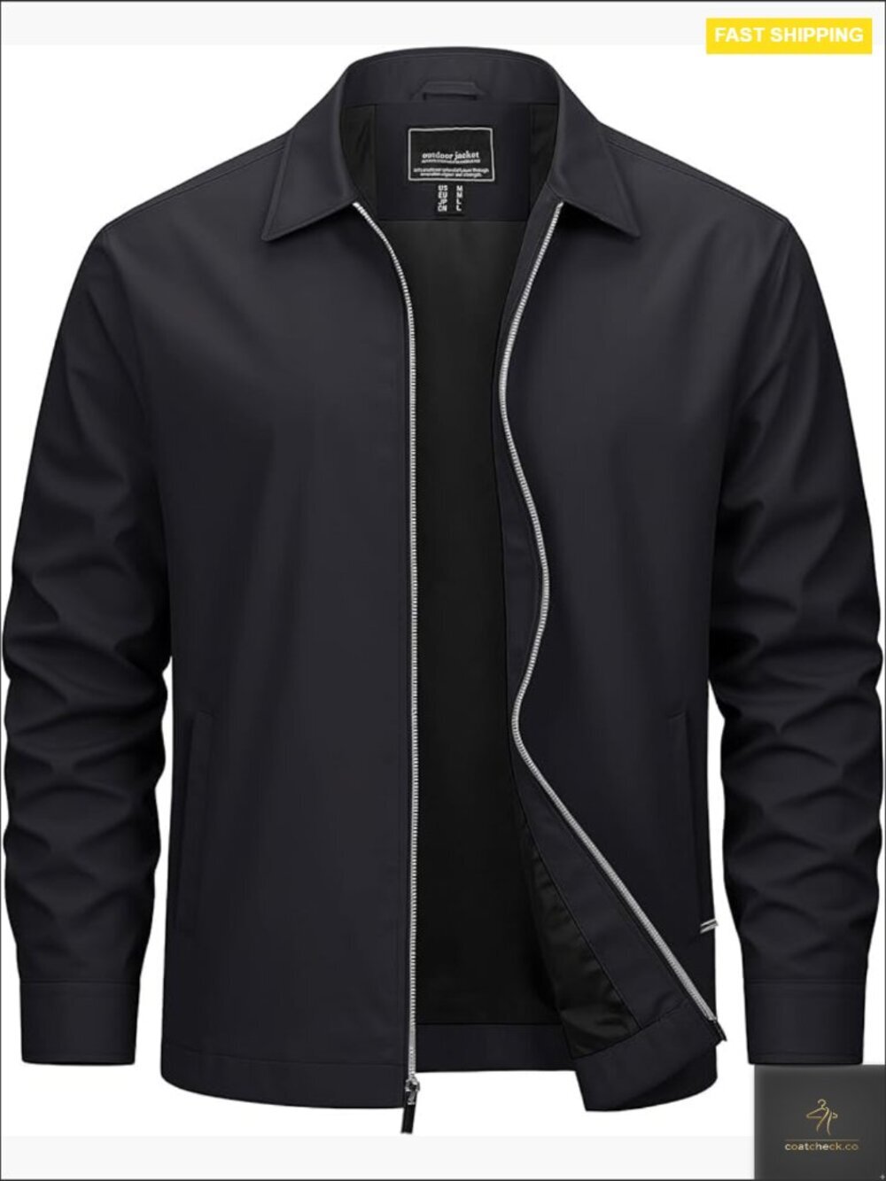 Men's Lightweight Full Zip Laydown Collar Casual Windbreaker Jacket Y2K